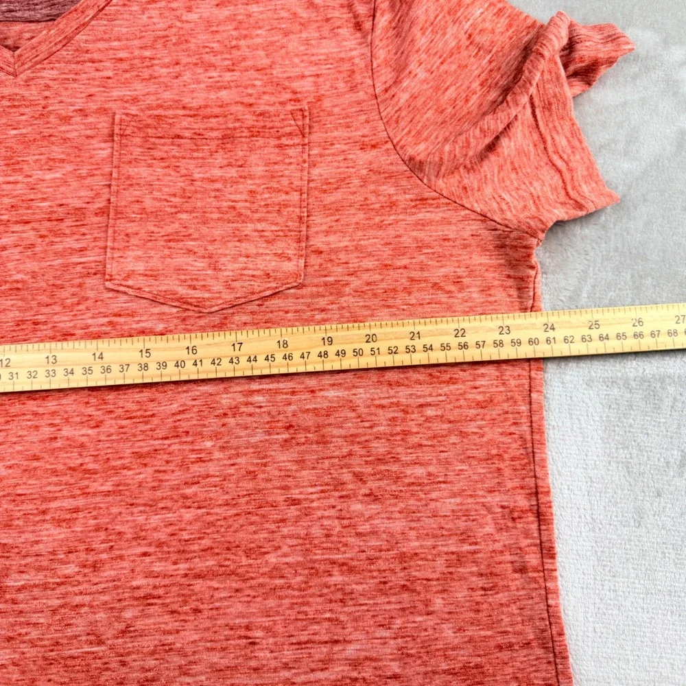 Banana Republic Vintage Tee Men's XL Orange Heathered Linen Blend V-Neck Pocket